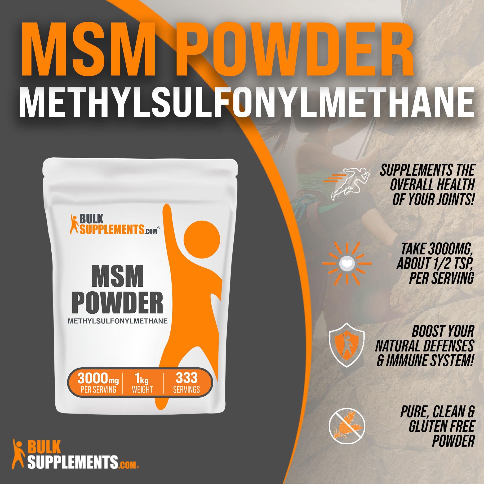 Foto 4 pulgar | Msm Powder Bulksupplements.com Metilsulfonilmetano 1 Kg - Venta Internacional.