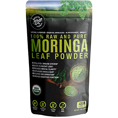 Polvo De Hoja De Moringa Supreme Herbals, 240 Ml, Certificado Orgánico - Venta Internacional.
