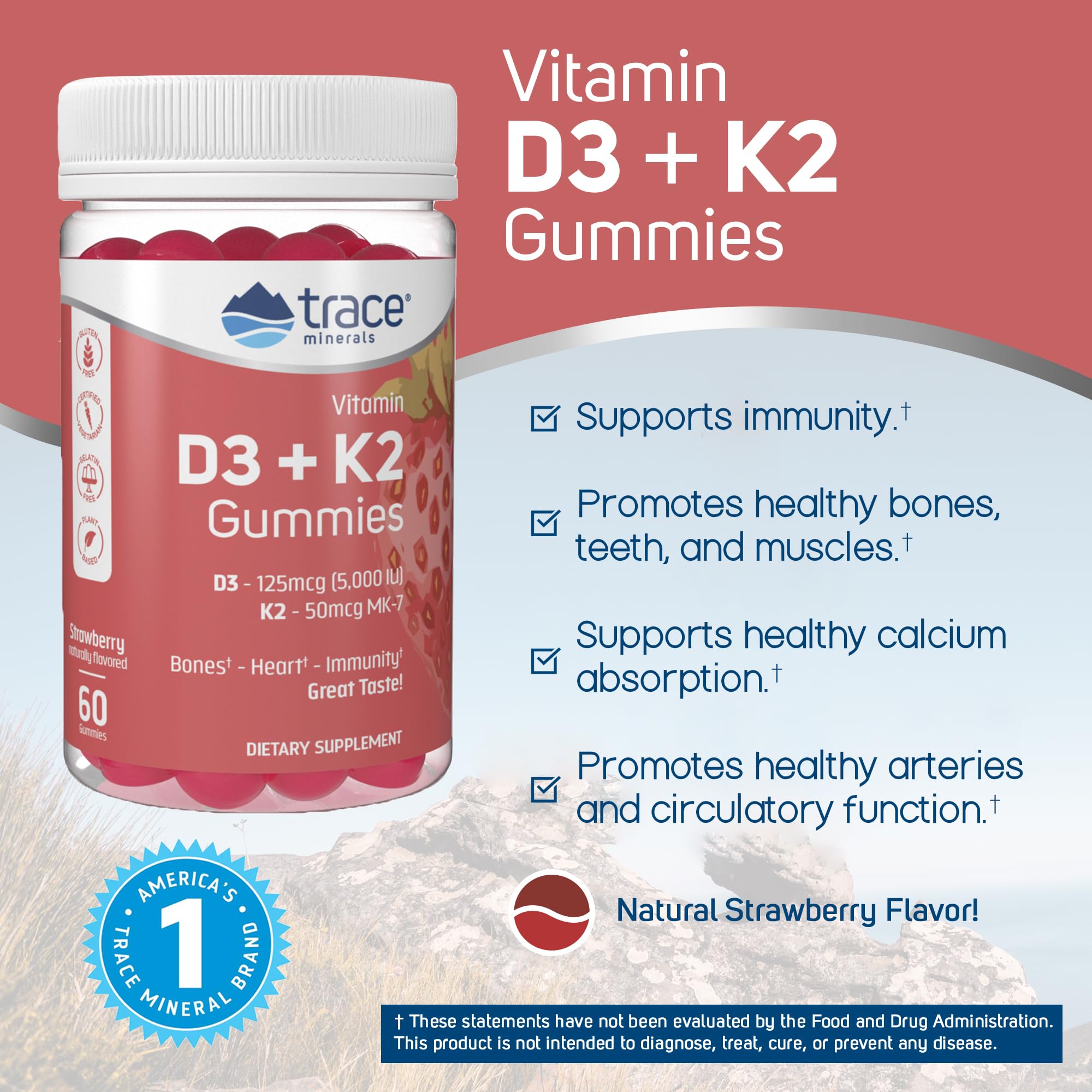 Foto 3 pulgar | Suplemento De Oligoelementos Para Gomitas Con Vitamina D3 Y K2, 60 Porciones - Venta Internacional.