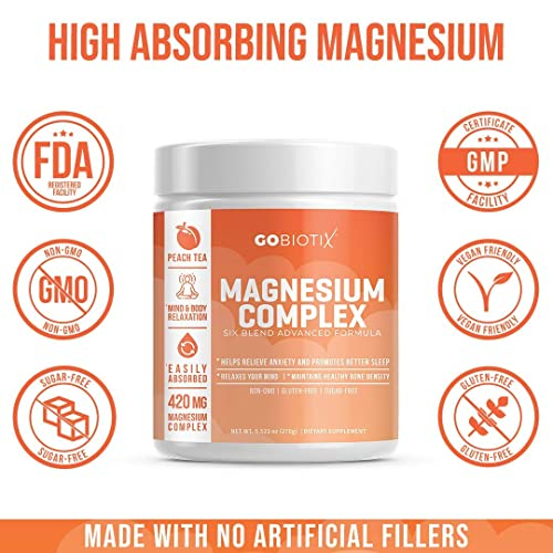 Foto 5 | Suplemento De Magnesio En Polvo Gobiotix Peach Tea 60 Porciones - Venta Internacional.