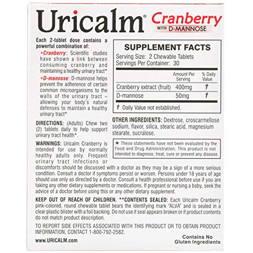 Foto 4 pulgar | Suplemento Uricalm De Arándano Rojo Con D-manosa, Masticable, 60 Comprimidos - Venta Internacional.