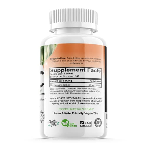 Foto 3 pulgar | Suplementos De Zinc Forte Naturals 50 Mg Para Estómagos Sensibles - Venta Internacional.