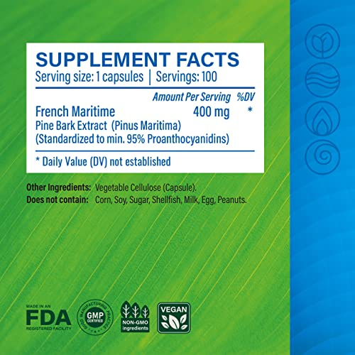 Foto 3 pulgar | Suplemento De Extracto De Corteza De Pino De Mauwe Herbs, 400 Mg, 100 Cápsulas Veganas - Venta Internacional.