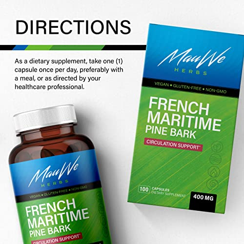 Foto 4 | Suplemento De Extracto De Corteza De Pino De Mauwe Herbs, 400 Mg, 100 Cápsulas Veganas - Venta Internacional.