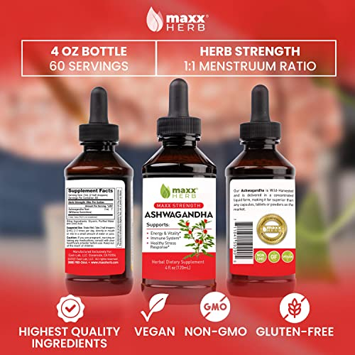 Foto 6 pulgar | Suplemento Maxx Herb, Extracto De Ashwagandha, Potencia Máxima, 120 Ml - Venta Internacional.
