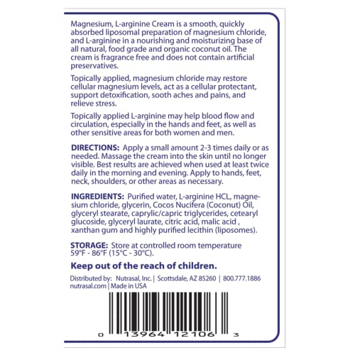 Foto 4 pulgar | Crema Nutrasal Magnesio L-arginina 240 Ml Óxido Nítrico - Venta Internacional.