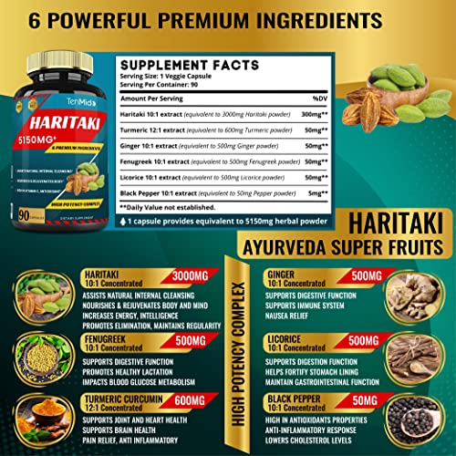 Foto 4 pulgar | Suplemento De Extracto De Haritaki En Cápsulas De 5150 Mg Con Cúrcuma (3 Ml) - Venta Internacional.