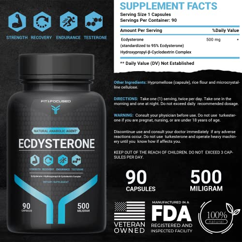 Foto 4 pulgar | Suplemento Fit And Focused Ecdysterone 500 Mg 90 Cápsulas - Venta Internacional.
