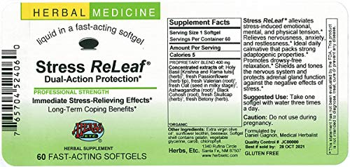 Foto 3 pulgar | Suplemento Herbs Etc Stress Releaf 60 Comprimidos - Venta Internacional.