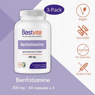 Foto 3 | Suplemento Bestvite Benfotiamina 300 Mg 180 Cápsulas Vegetales - Venta Internacional.