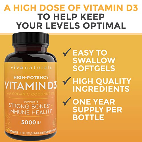 Foto 4 pulgar | Suplementos Viva Naturals De Vitamina D3 5000 Ui (360 Cápsulas Blandas) - Venta Internacional.