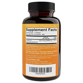 Foto 7 | Suplementos Viva Naturals De Vitamina D3 5000 Ui (360 Cápsulas Blandas) - Venta Internacional.