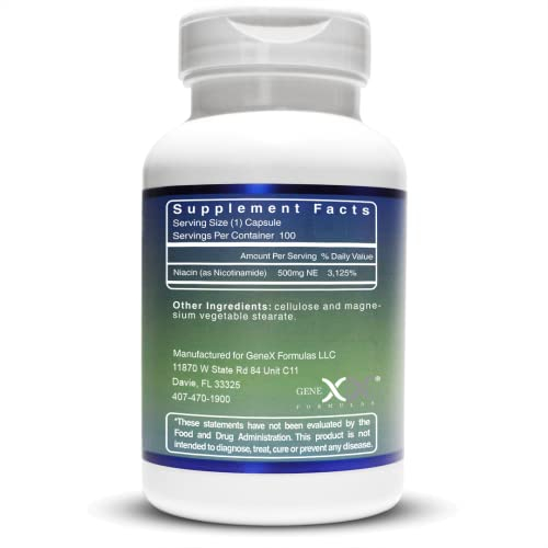 Foto 3 pulgar | Suplemento Genex De Nicotinamida 500 Mg 100 Cápsulas De Vitamina B3 - Venta Internacional.