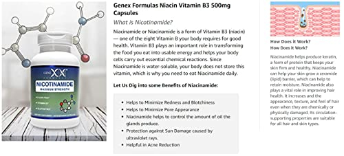 Foto 6 pulgar | Suplemento Genex De Nicotinamida 500 Mg 100 Cápsulas De Vitamina B3 - Venta Internacional.