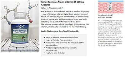 Foto 5 | Suplemento Genex De Nicotinamida 500 Mg 100 Cápsulas De Vitamina B3 - Venta Internacional.