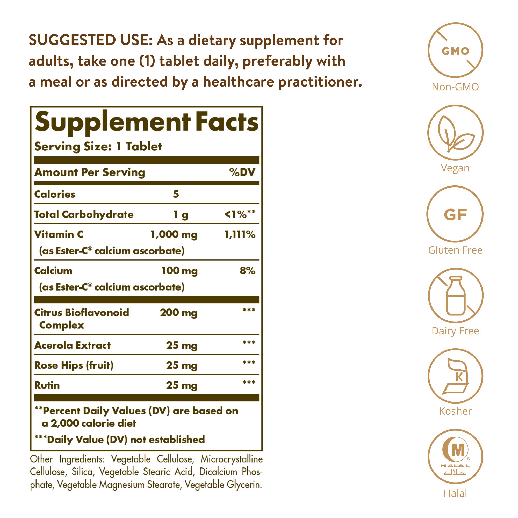 Foto 2 | Complejo De Ascorbato Solgar Ester-c Plus De 1000 Mg De Vitamina C - Venta Internacional.