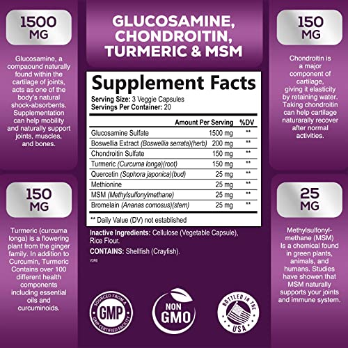 Foto 3 pulgar | Suplemento Health Nutrition Naturals: Glucosamina Y Condroitina - Venta Internacional.