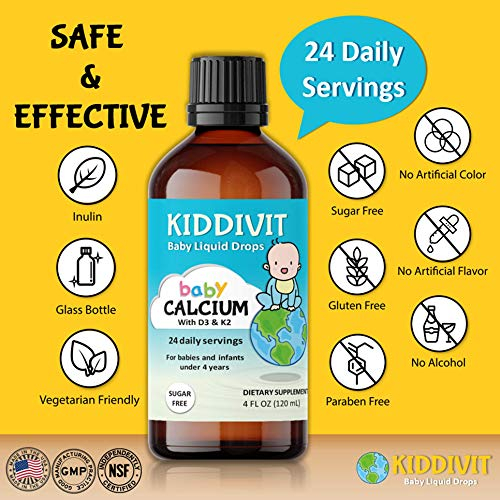 Foto 3 pulgar | Suplemento Kiddivit Baby Calcium Con Vitamina D3 Y K2 120 Ml - Venta Internacional.