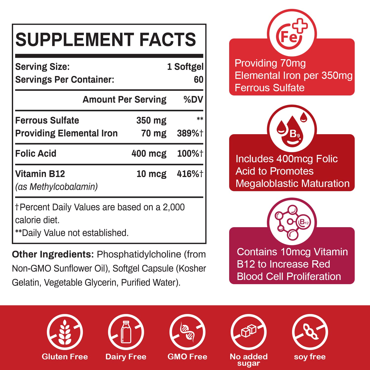 Foto 4 pulgar | Suplemento De Hierro Sapotax Liposomal Iron 70 Mg Con Ácido Fólico - Venta Internacional.