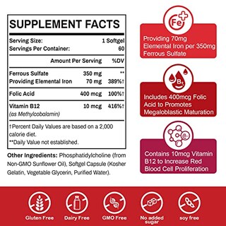 Foto 4 | Suplemento De Hierro Sapotax Liposomal Iron 70 Mg Con Ácido Fólico - Venta Internacional.