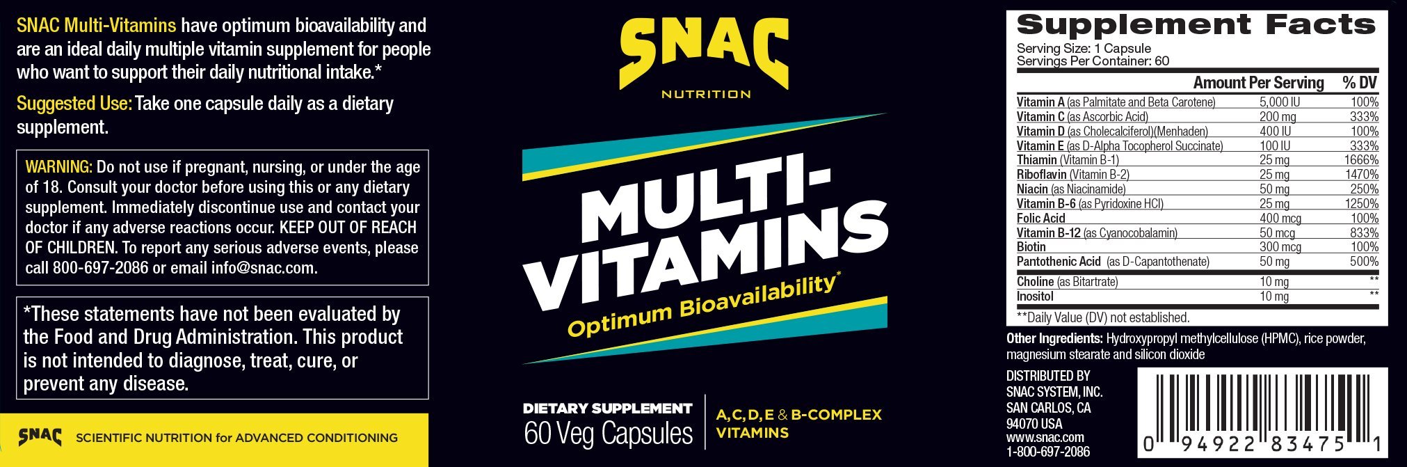 Foto 3 pulgar | Complemente Diariamente Las Multivitaminas Snac Con Optimum Bio-availabi - Venta Internacional.