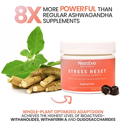 Foto 6 pulgar | Gomitas Nextevo Naturals Ashwagandha Para Aliviar El Estrés, 60 Unidades - Venta Internacional.