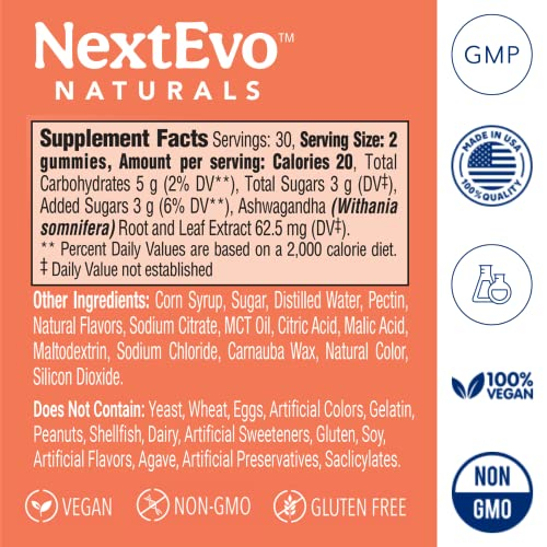Foto 7 pulgar | Gomitas Nextevo Naturals Ashwagandha Para Aliviar El Estrés, 60 Unidades - Venta Internacional.
