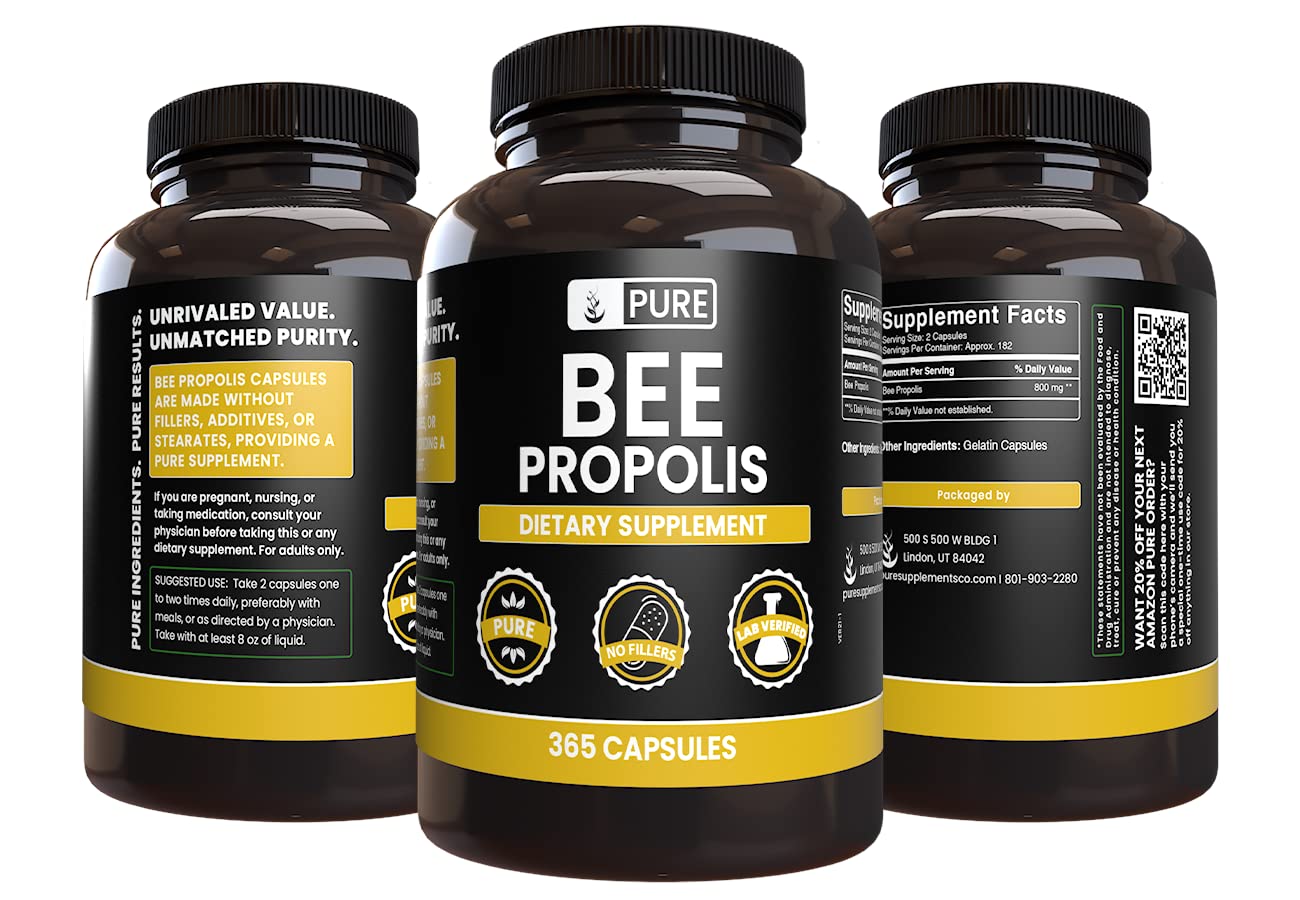 Foto 3 pulgar | Cápsulas De Propóleo De Abeja Con Ingredientes Orgánicos Puros 365 Cápsulas - Venta Internacional.