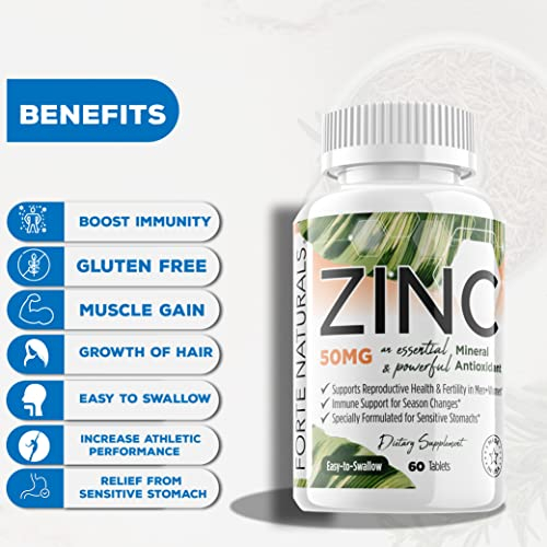Foto 4 pulgar | Suplementos De Zinc Forte Naturals 50 Mg Para Estómagos Sensibles - Venta Internacional.