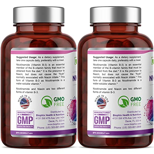Foto 7 pulgar | Suplemento Biophix B-3 De Nicotinamida 500 Mg 100 Cápsulas (paquete De 2) - Venta Internacional.