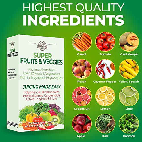 Foto 5 pulgar | Suplemento Country Farms Super Fruit And Veggies 60 Cápsulas - Venta Internacional.