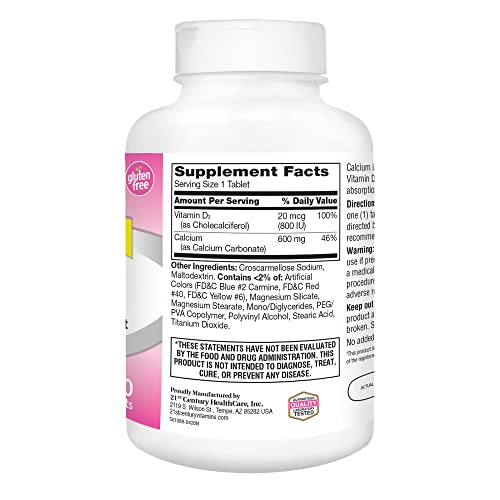 Foto 5 pulgar | Suplemento 21st Century Calcium Plus D 600 Mg 400 Comprimidos - Venta Internacional.