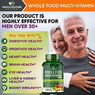 Foto 3 | Multivitamínico Wholesome Wellness Whole Food Para Hombres, 120 Mesas - Venta Internacional.