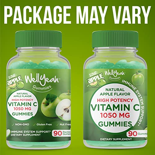 Foto 3 pulgar | Gomitas De Vitamina C Wellyeah, 1050 Mg, Sabor A Manzana Ácida Natural - Venta Internacional.