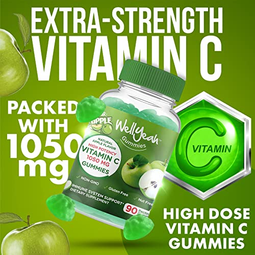 Foto 4 pulgar | Gomitas De Vitamina C Wellyeah, 1050 Mg, Sabor A Manzana Ácida Natural - Venta Internacional.