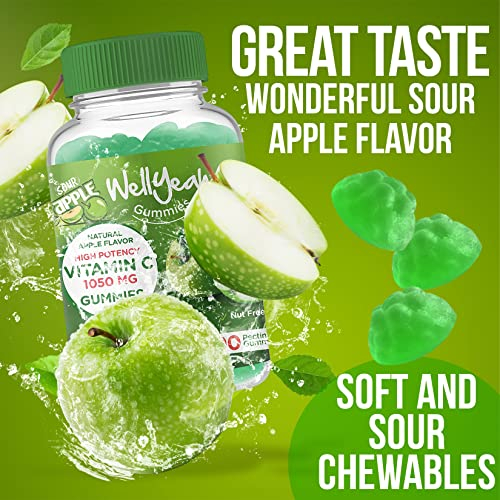Foto 6 pulgar | Gomitas De Vitamina C Wellyeah, 1050 Mg, Sabor A Manzana Ácida Natural - Venta Internacional.