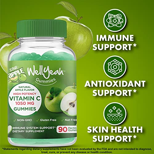 Foto 7 pulgar | Gomitas De Vitamina C Wellyeah, 1050 Mg, Sabor A Manzana Ácida Natural - Venta Internacional.