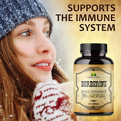 Foto 3 pulgar | Suplemento Herbalicious Berberine Hcl 500 Mg 100 Cápsulas - Venta Internacional.