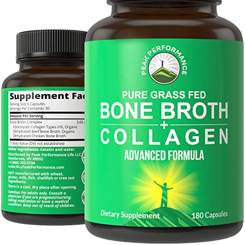 Suplemento Peak Performance Bone Broth Colágeno 180 Cápsulas - Venta Internacional.