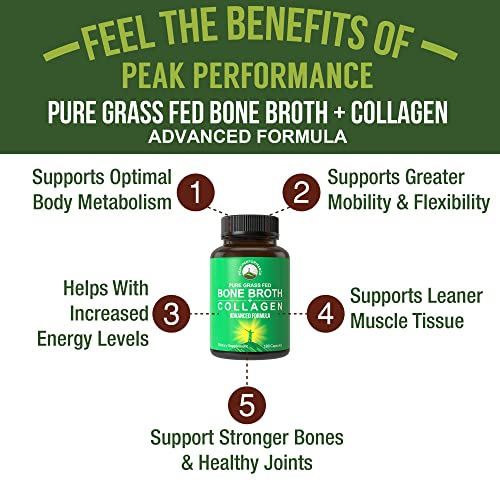 Foto 4 pulgar | Suplemento Peak Performance Bone Broth Colágeno 180 Cápsulas - Venta Internacional.