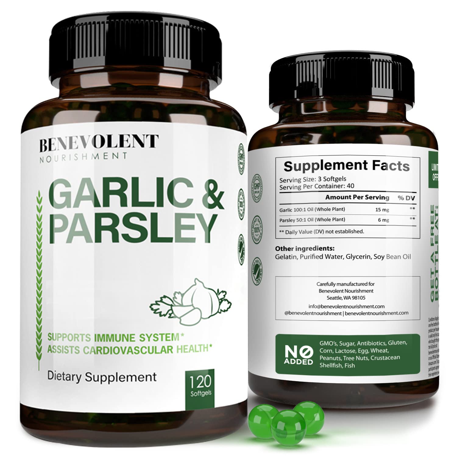 Foto 2 pulgar | Suplemento Benevolent Nouriment Con Ajo Y Perejil Inodoros - Venta Internacional.