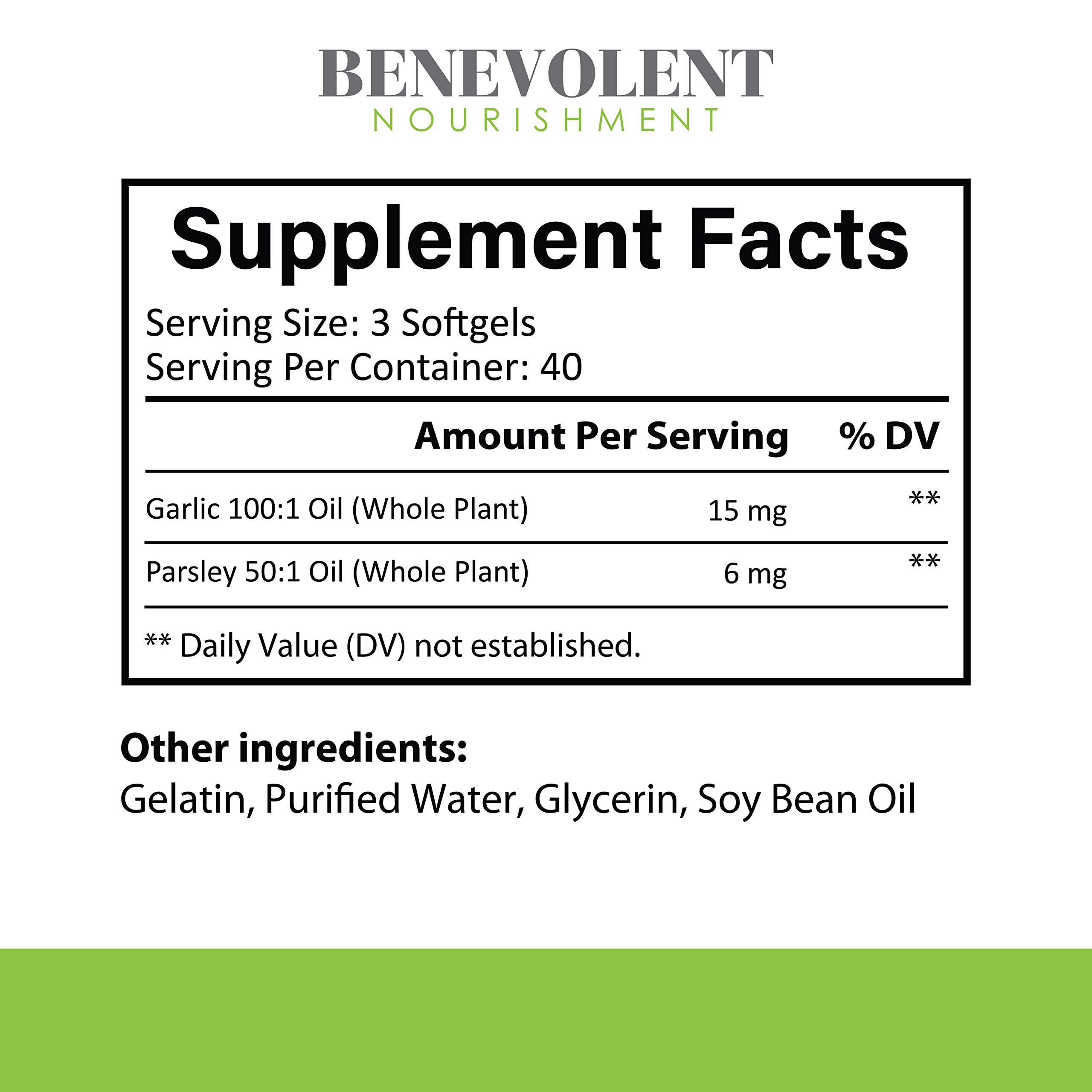 Foto 3 pulgar | Suplemento Benevolent Nouriment Con Ajo Y Perejil Inodoros - Venta Internacional.