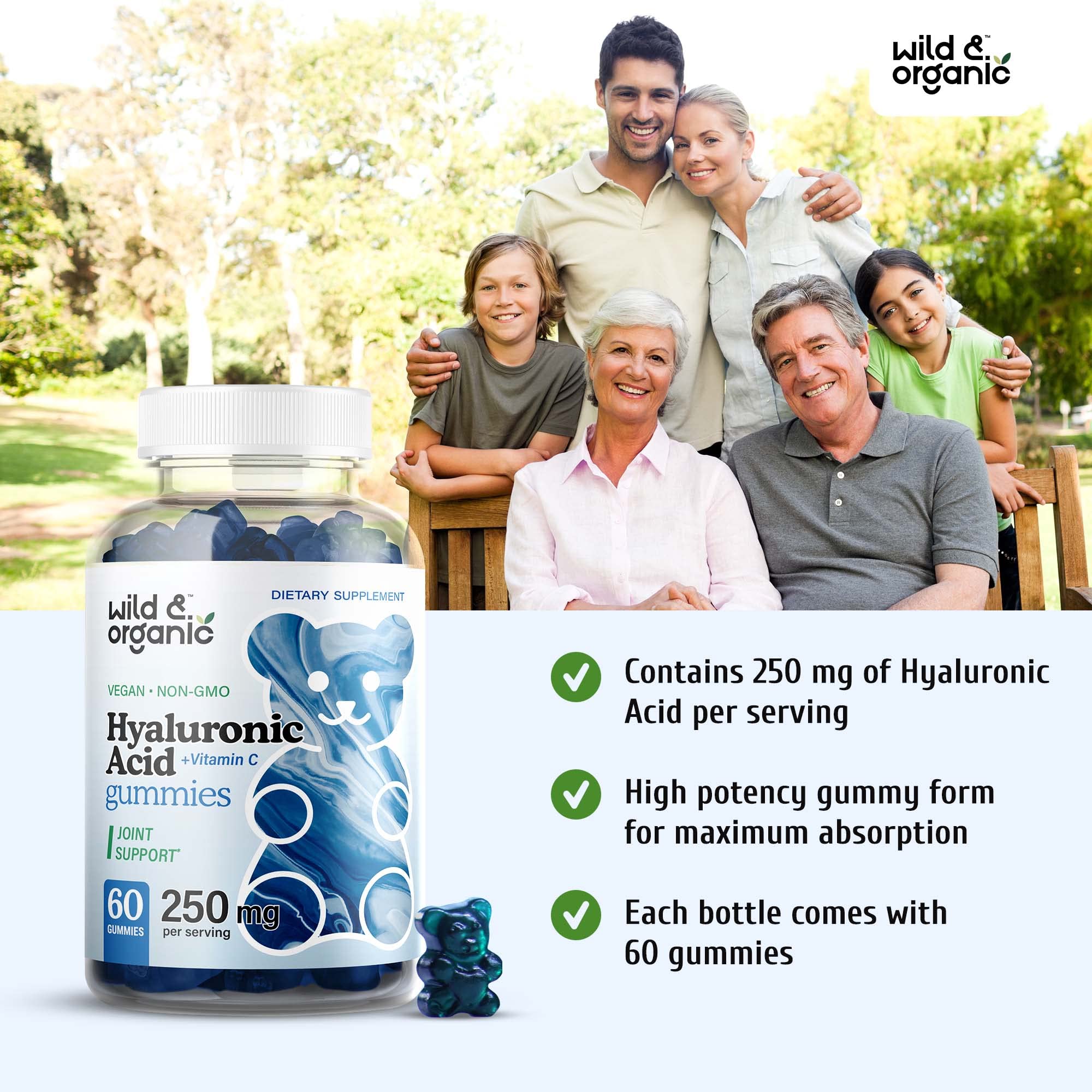 Foto 7 pulgar | Complemente Las Gomitas De Ácido Hialurónico Silvestre Y Orgánico Con Vitamina - Venta Internacional.
