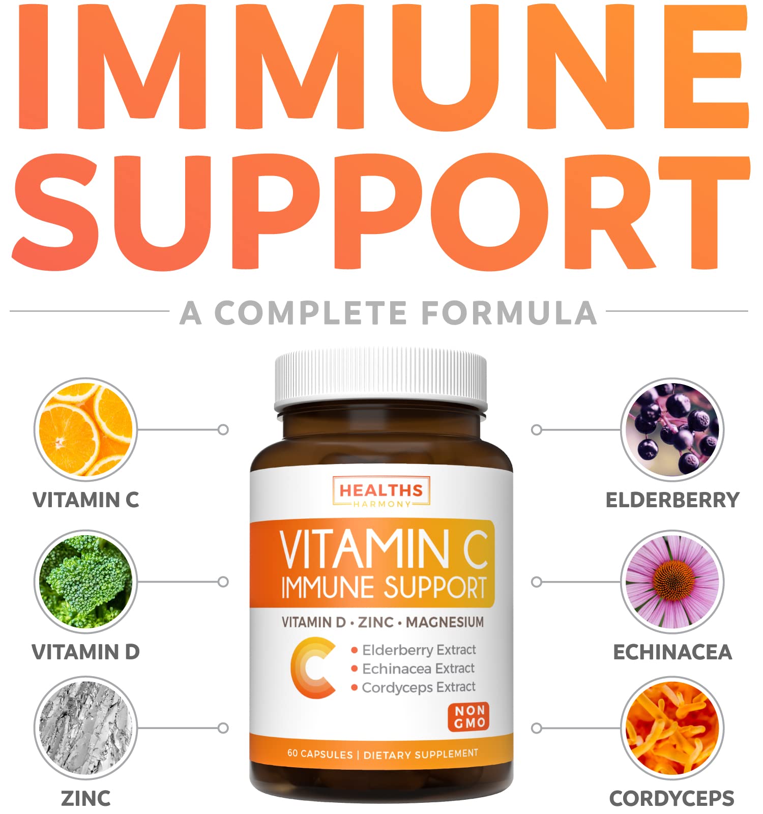 Foto 3 pulgar | Supplement Healths Harmony Immune Support Con Elderberry Vita - Venta Internacional.