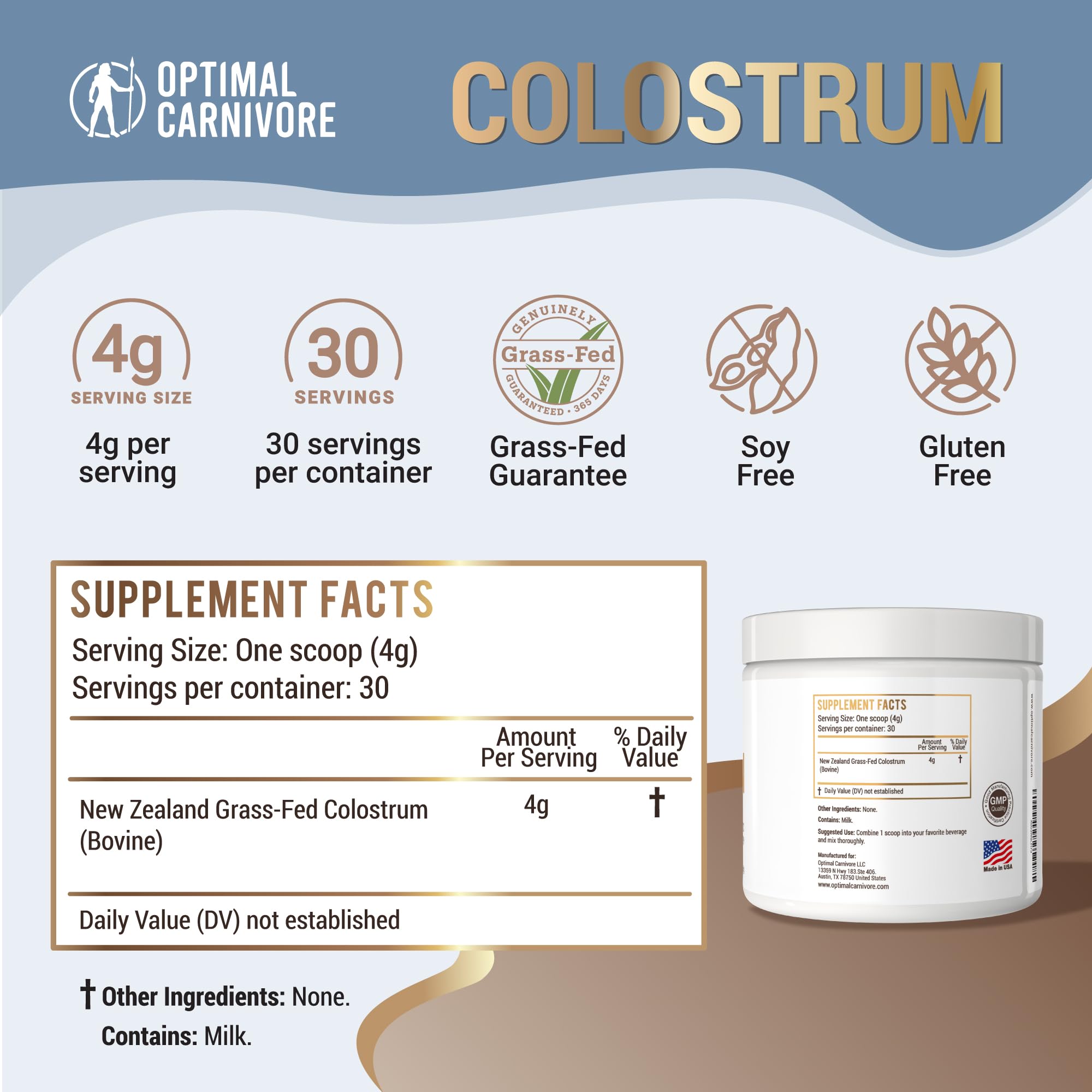 Foto 4 | Polvo De Calostro Optimal Carnívore Grass Feed 120 G - Venta Internacional.