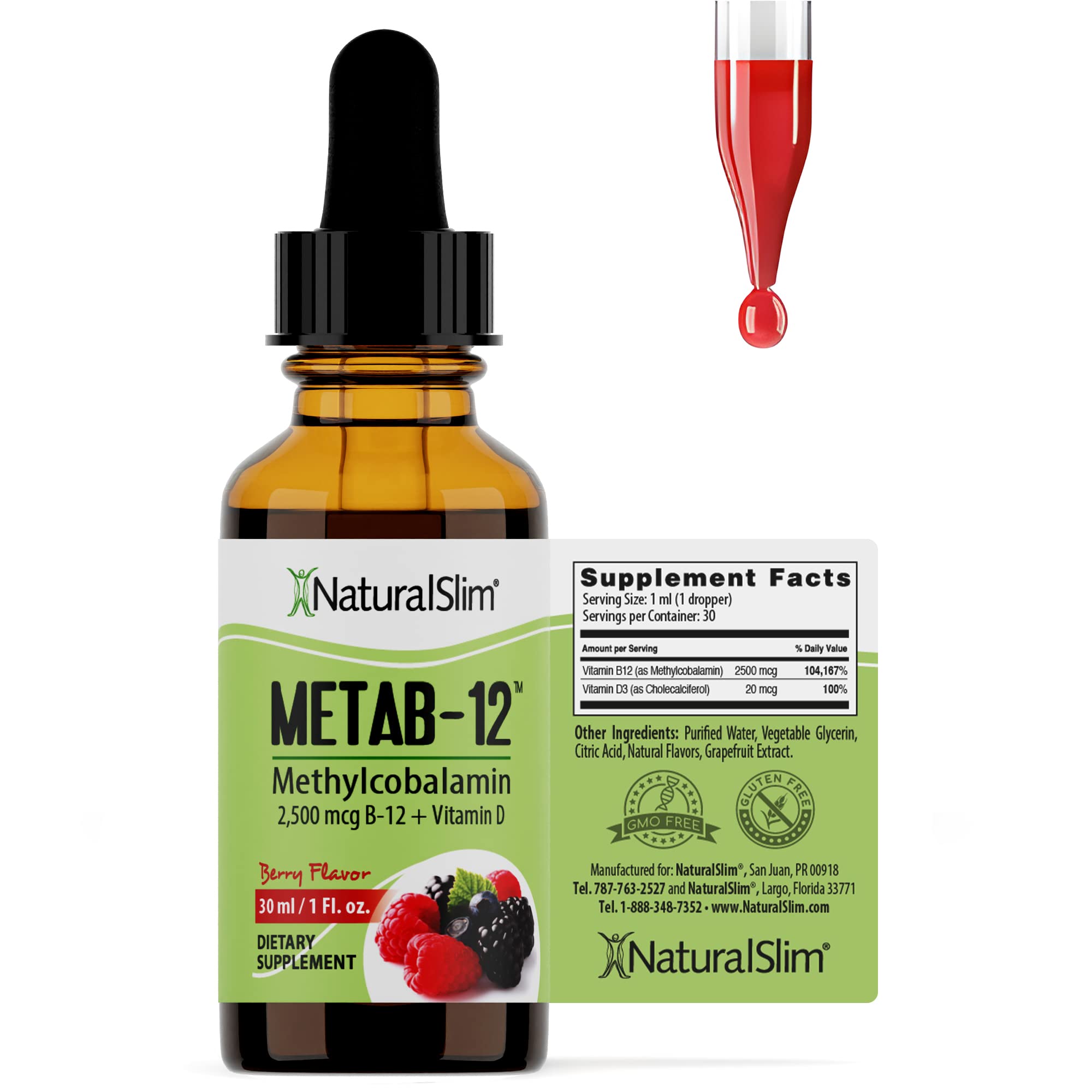 Foto 1 | Suplemento De Vitamina B12 Líquida Naturalslim Metab-12 2500 Mcg - Venta Internacional.