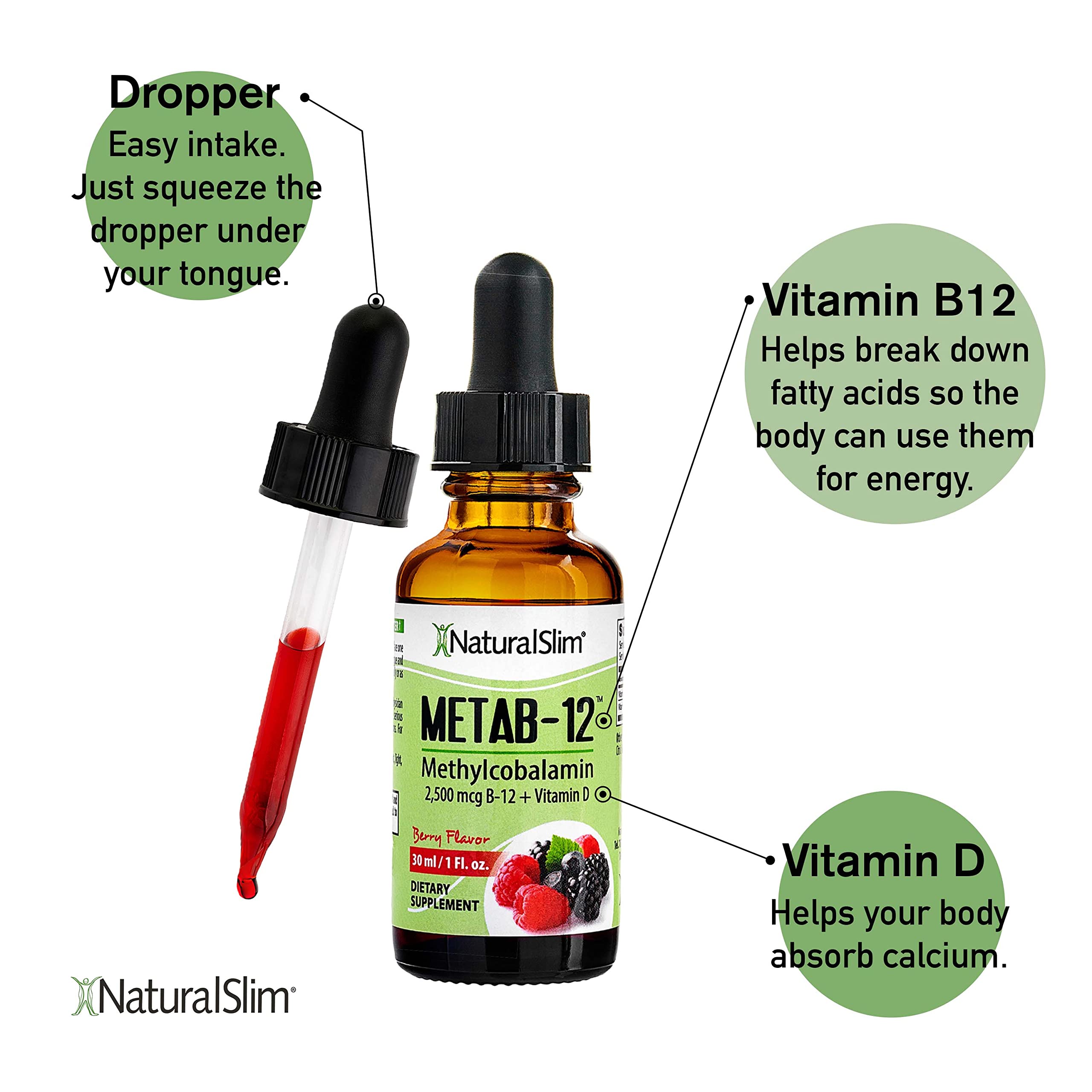 Foto 3 pulgar | Suplemento De Vitamina B12 Líquida Naturalslim Metab-12 2500 Mcg - Venta Internacional.