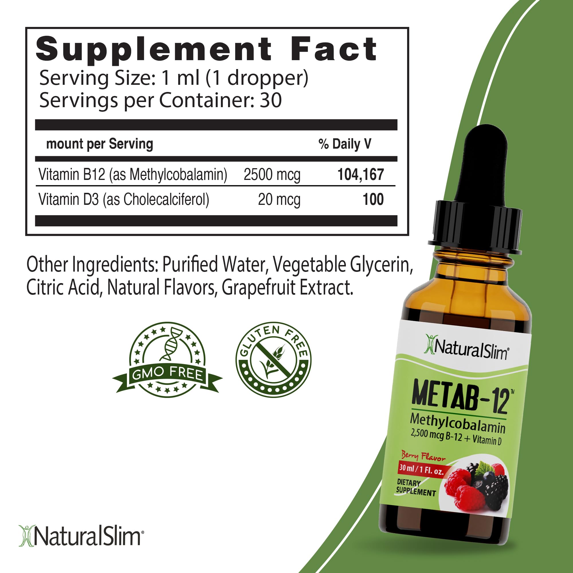 Foto 5 pulgar | Suplemento De Vitamina B12 Líquida Naturalslim Metab-12 2500 Mcg - Venta Internacional.