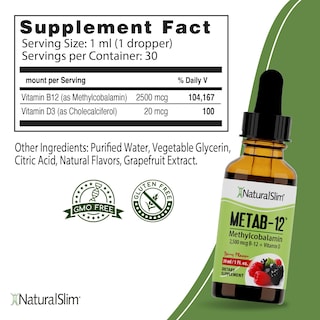 Foto 4 | Suplemento De Vitamina B12 Líquida Naturalslim Metab-12 2500 Mcg - Venta Internacional.