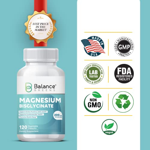 Foto 4 pulgar | Suplemento De Bisglicinato De Magnesio Balancebreens 200 Mg 120 Ca - Venta Internacional.